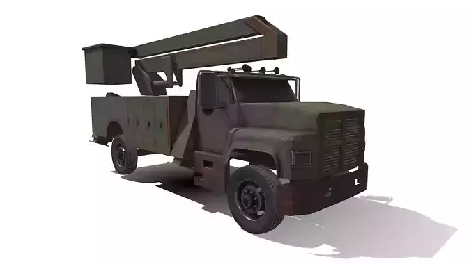 trucK military with crane on top