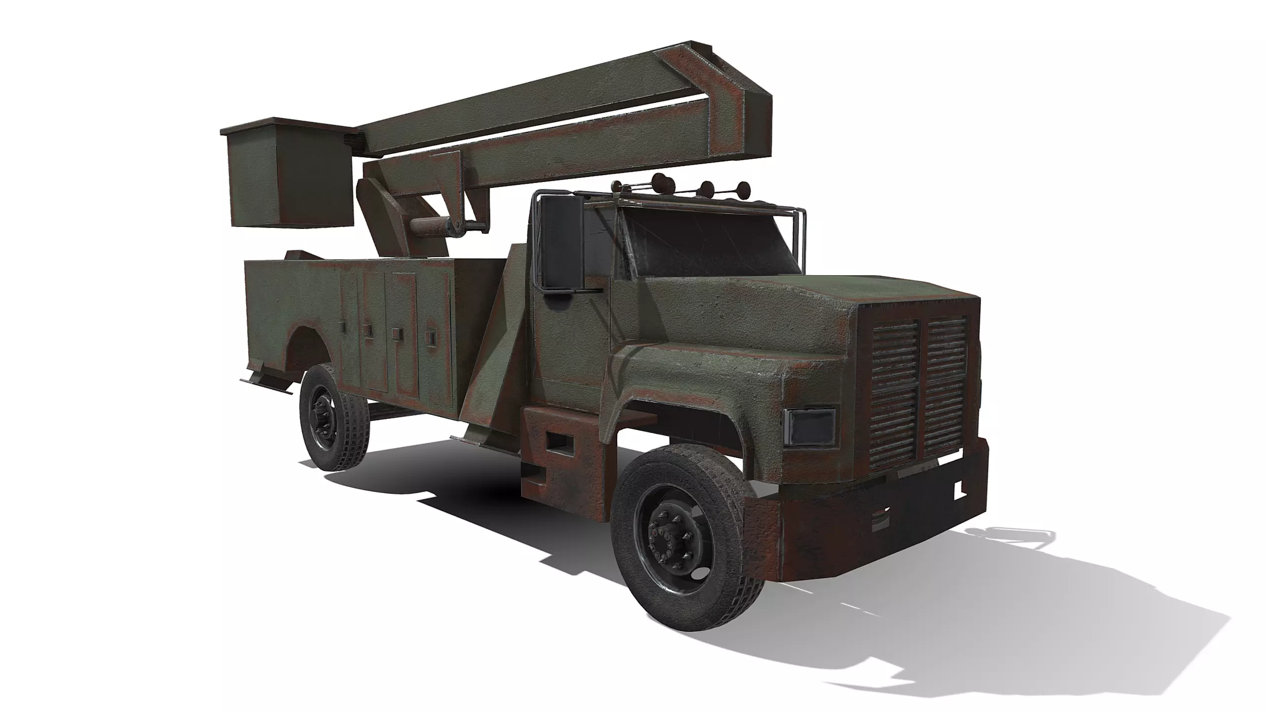 trucK military with crane on top 3D model_0
