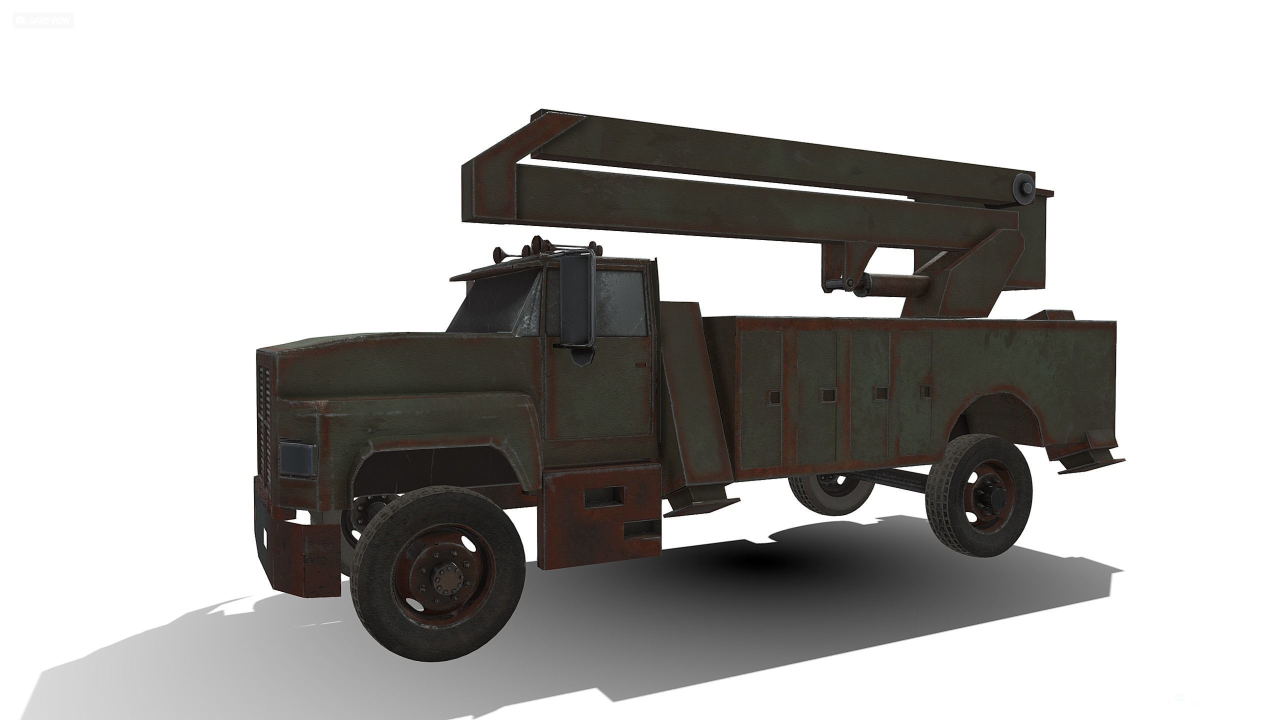 trucK military with crane on top 3D model_4