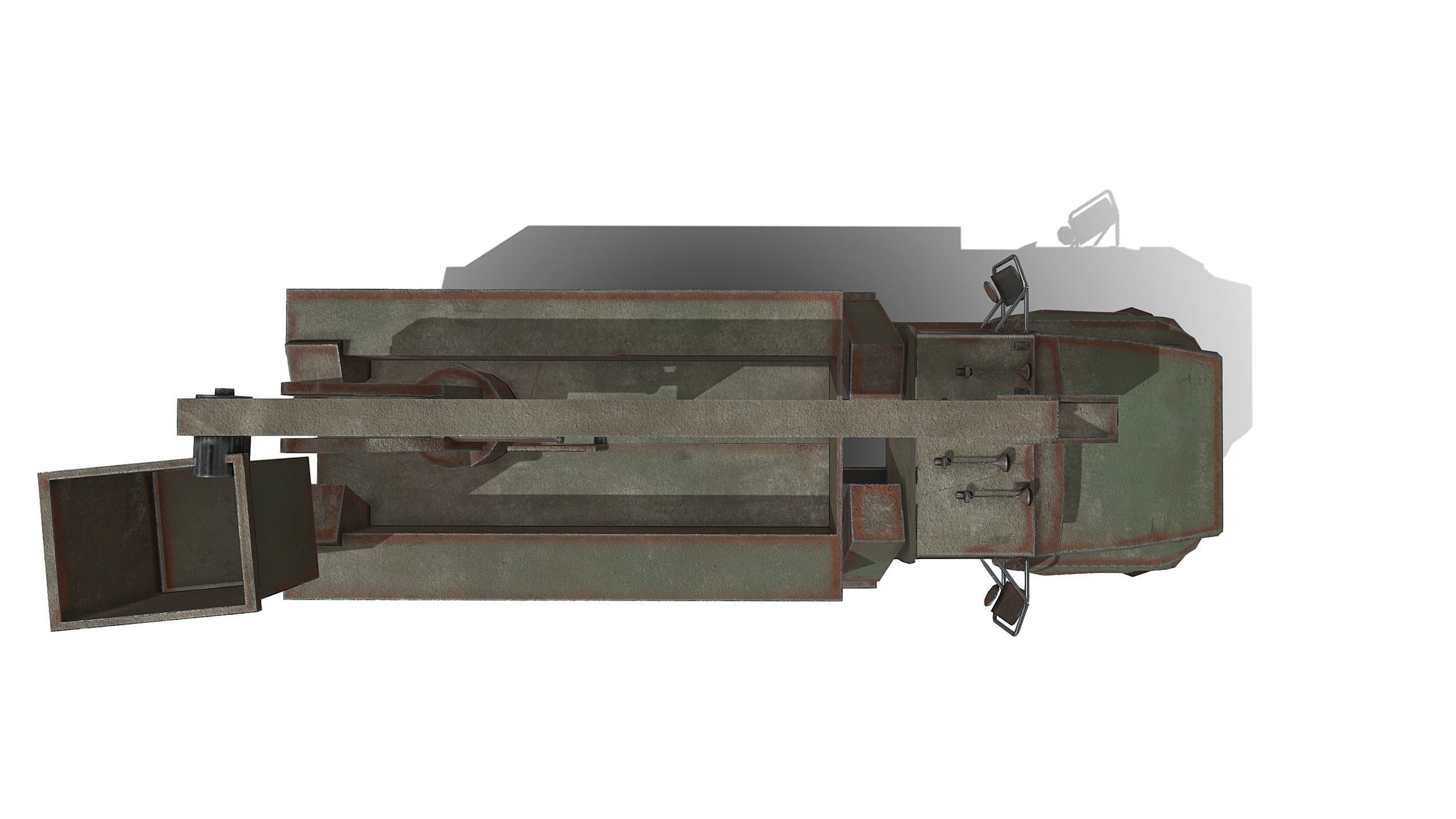 trucK military with crane on top 3D model_2