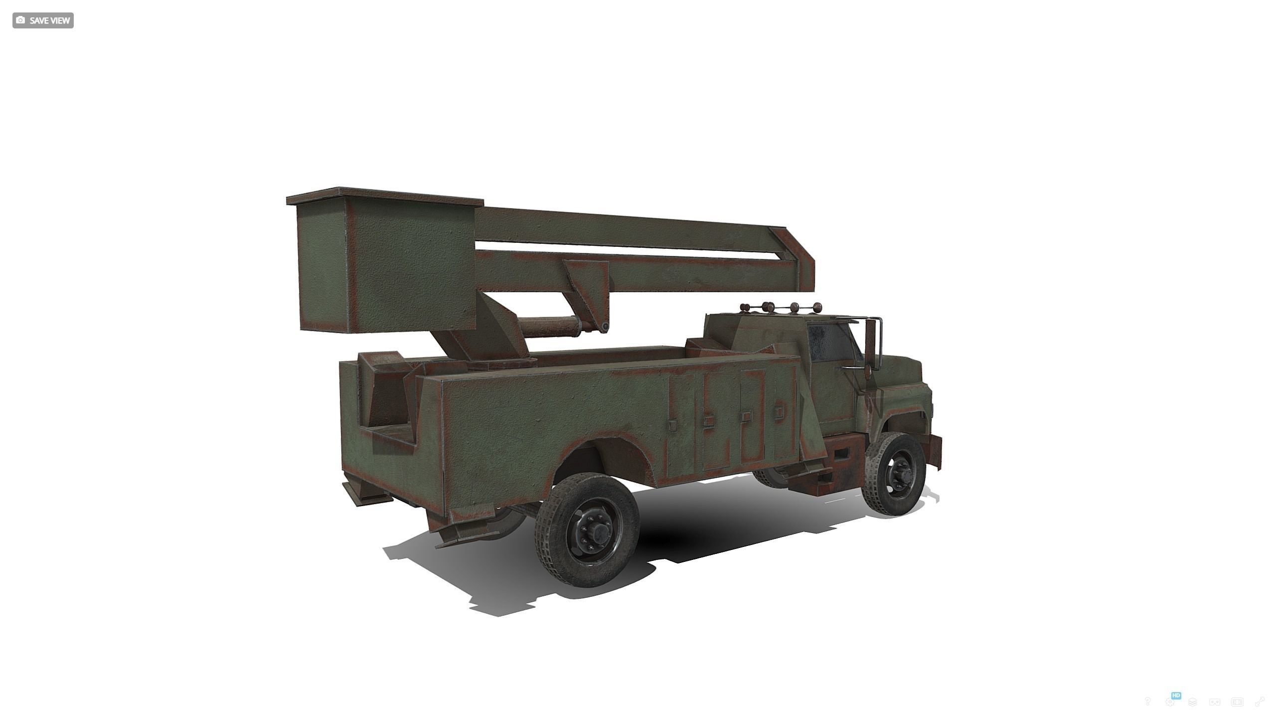 trucK military with crane on top 3D model_1