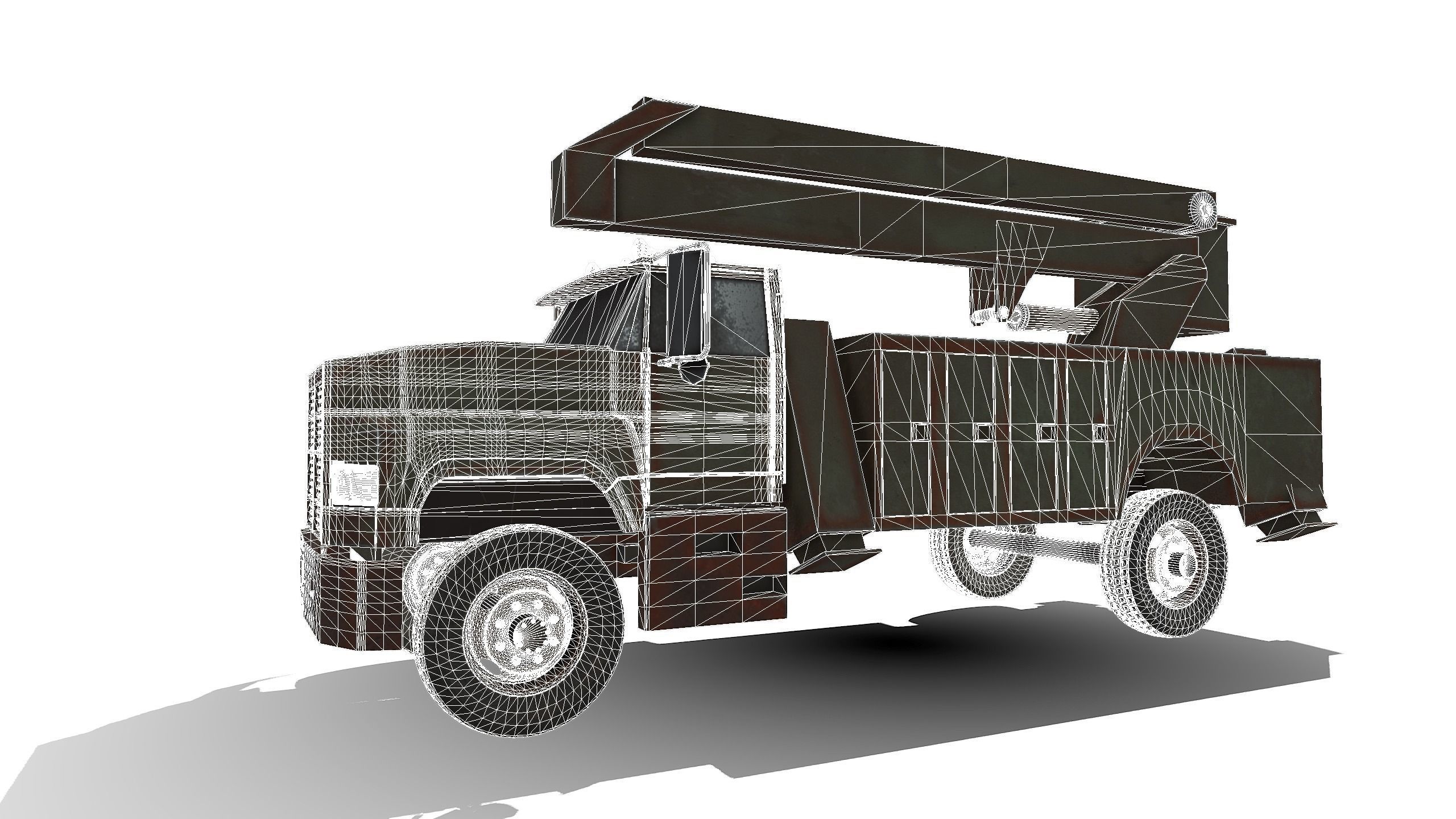 trucK military with crane on top 3D model_5