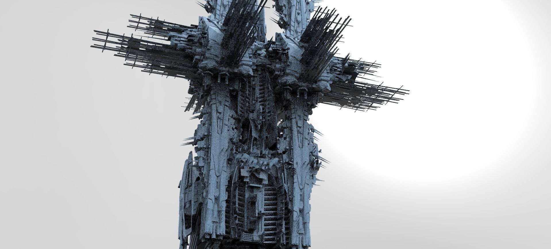 Cyberpunk Mega City Docks Tower  3D model_1