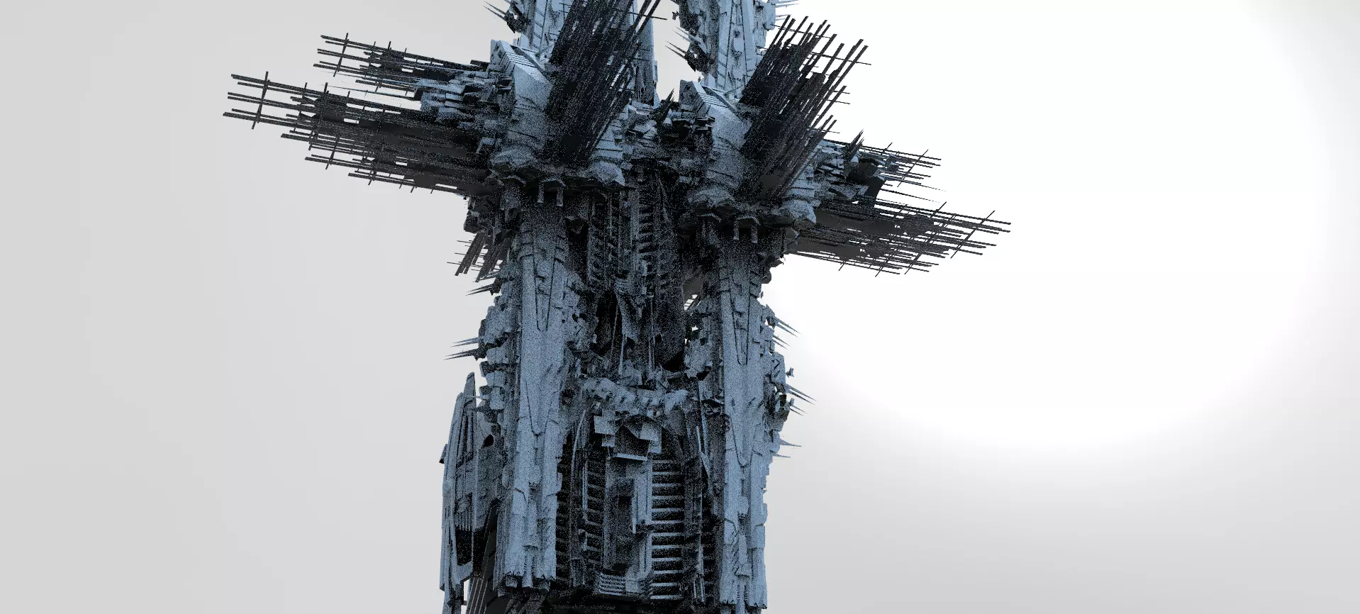 Cyberpunk Mega City Docks Tower  3D model_0