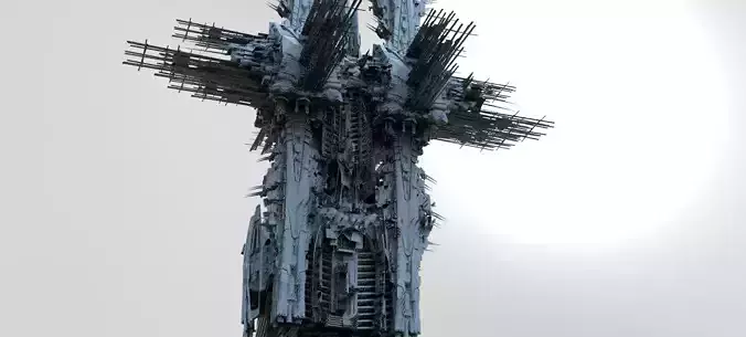 Cyberpunk Mega City Docks Tower  3D model