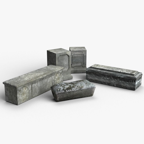 Medieval Tombstones Low-poly Low-poly 3D model