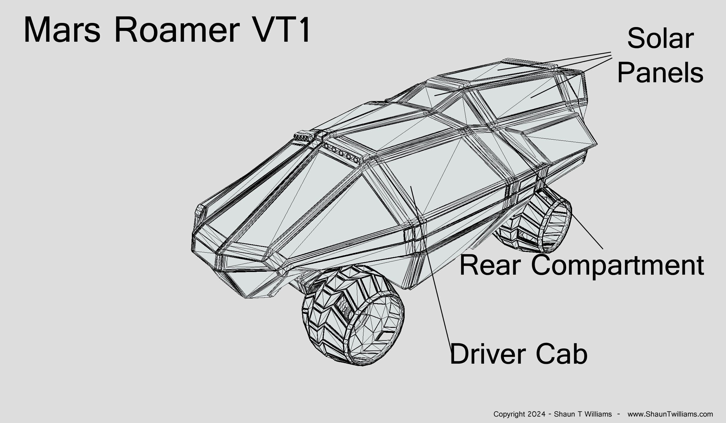 Mars Roamer VT1 Mars rover  vehicle Concept Low-poly 3D model_2