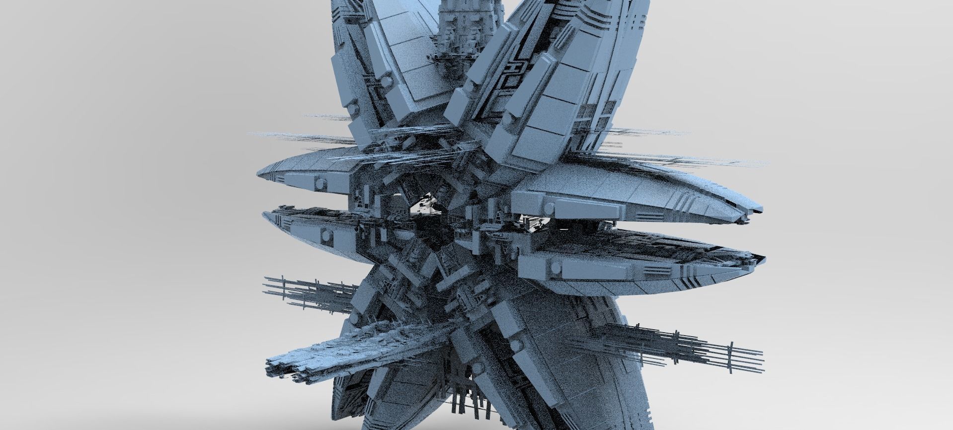 Cyberpunk Mega City Docks Tower ring  3D model_1