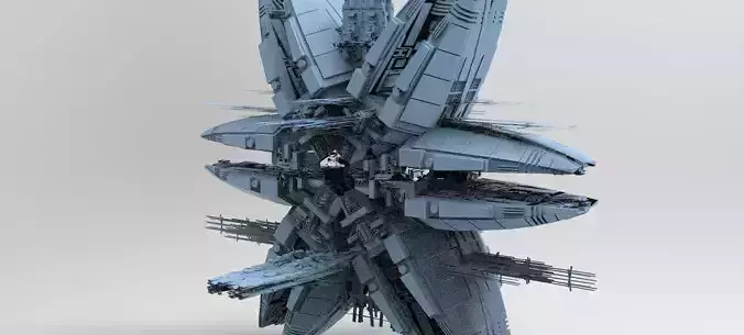 Cyberpunk Mega City Docks Tower ring  3D model