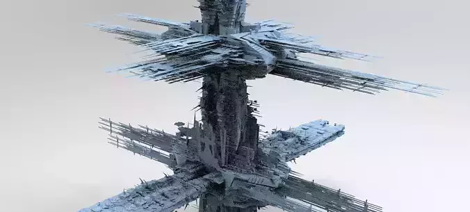 Cyberpunk Mega City Docks Tower 6 3D model