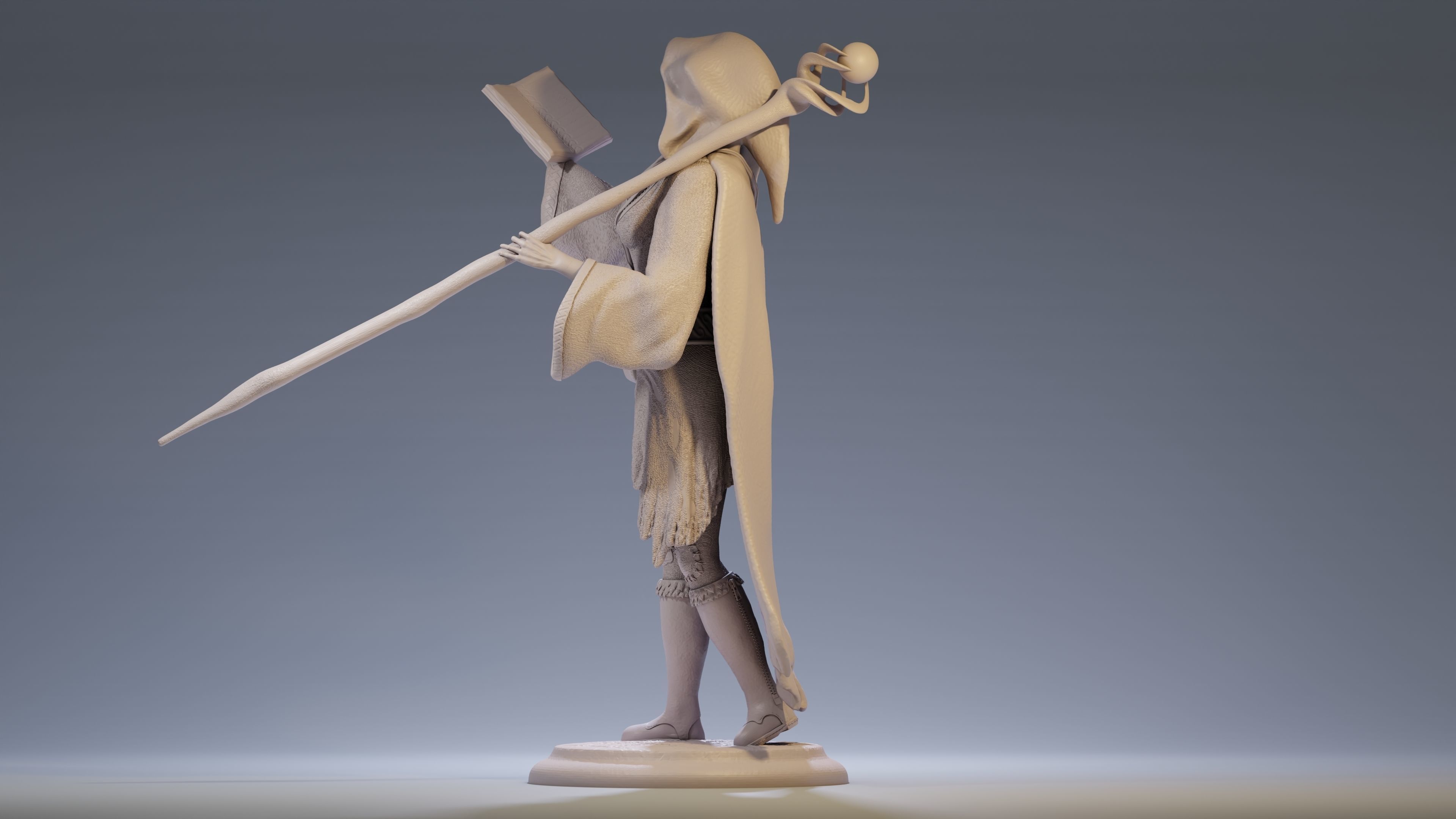 Sorceress statue of woman holding book 3D print model_3