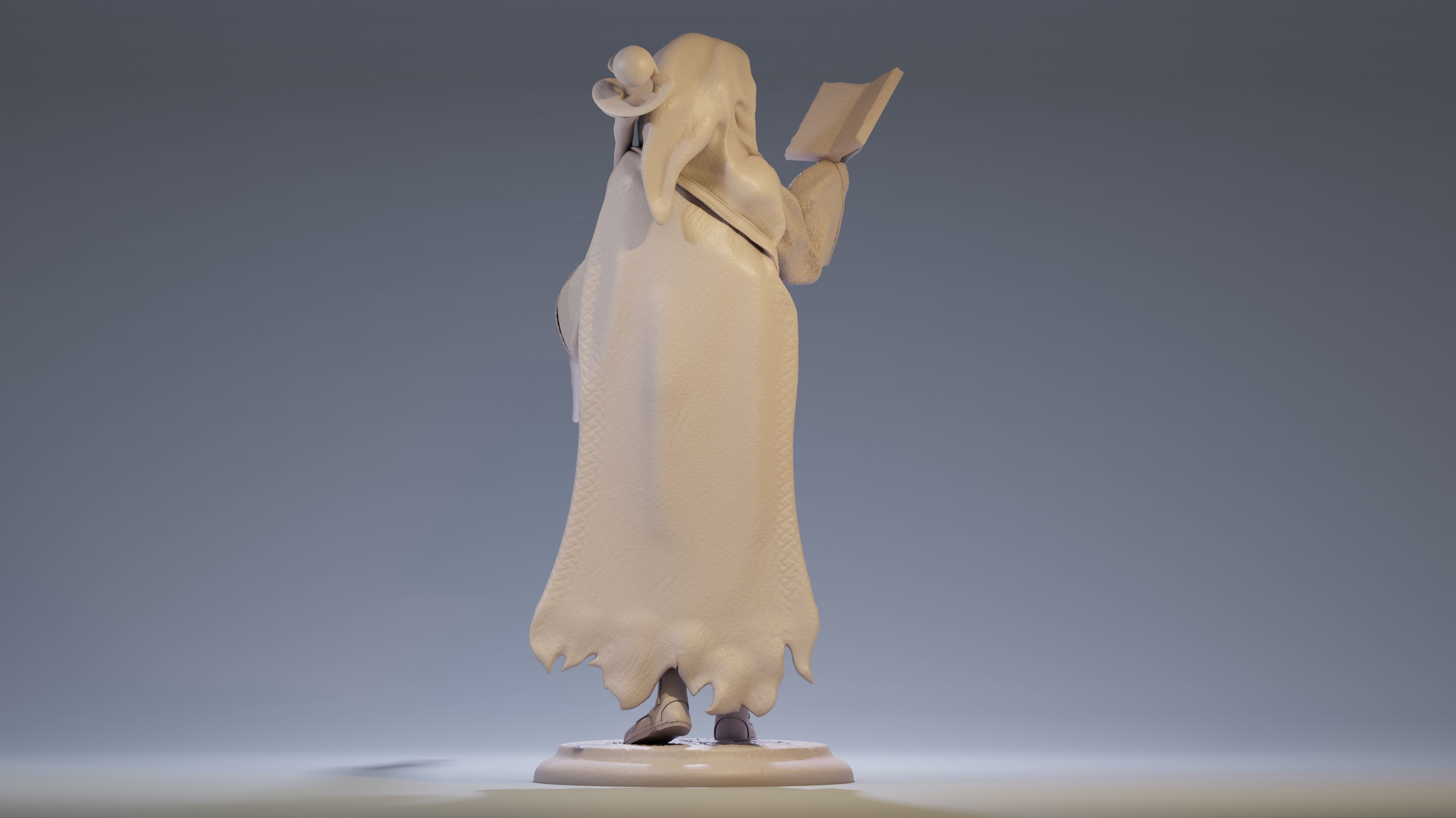 Sorceress statue of woman holding book 3D print model_2