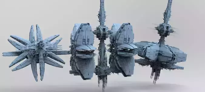 Cyberpunk Mega City Docks Tower 3 designs 3D model