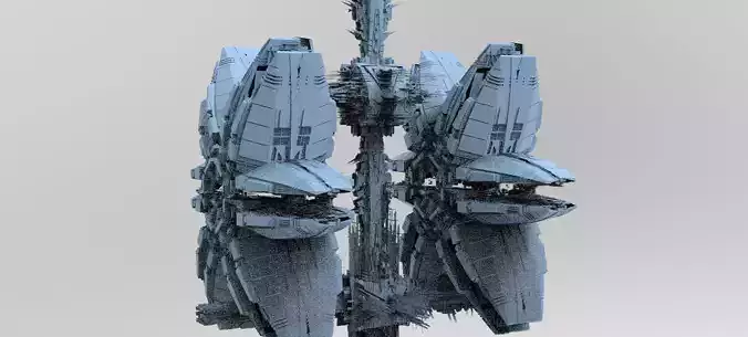 Cyberpunk Mega City Docks Tower array 2  3D model