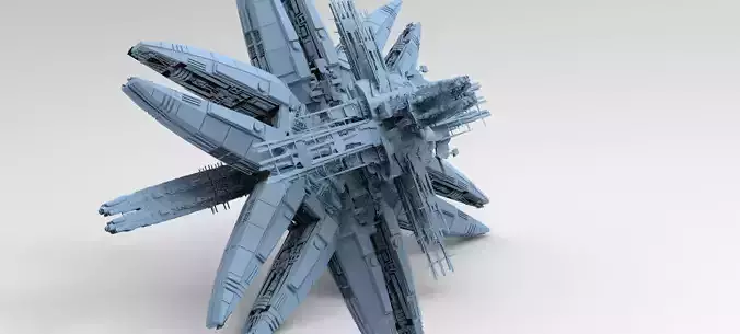 Cyberpunk Mega City Docks Array dish base 3D model