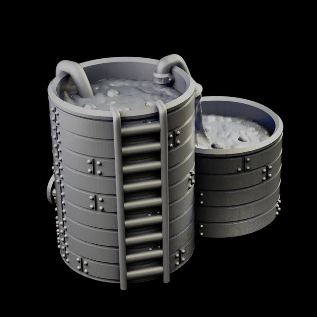 Chemical Factory Vats And Storage Tank Sci Fi Terrain 3D print model_28