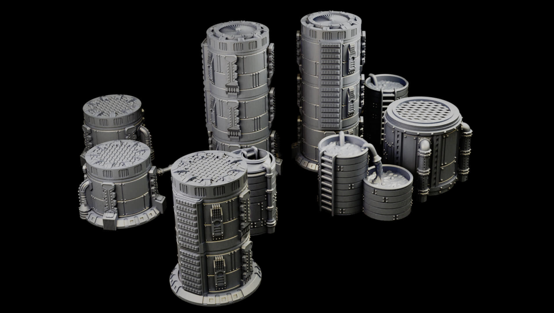 Chemical Factory Vats And Storage Tank Sci Fi Terrain 3D print model_2