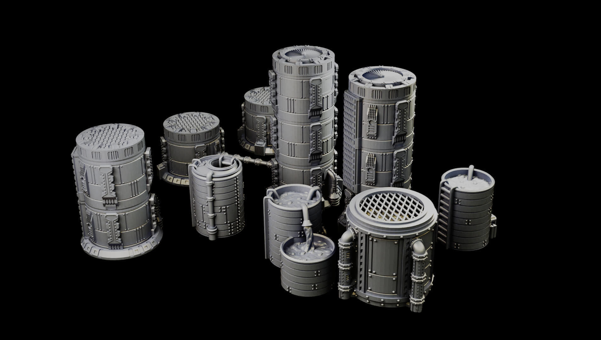 Chemical Factory Vats And Storage Tank Sci Fi Terrain 3D print model_15