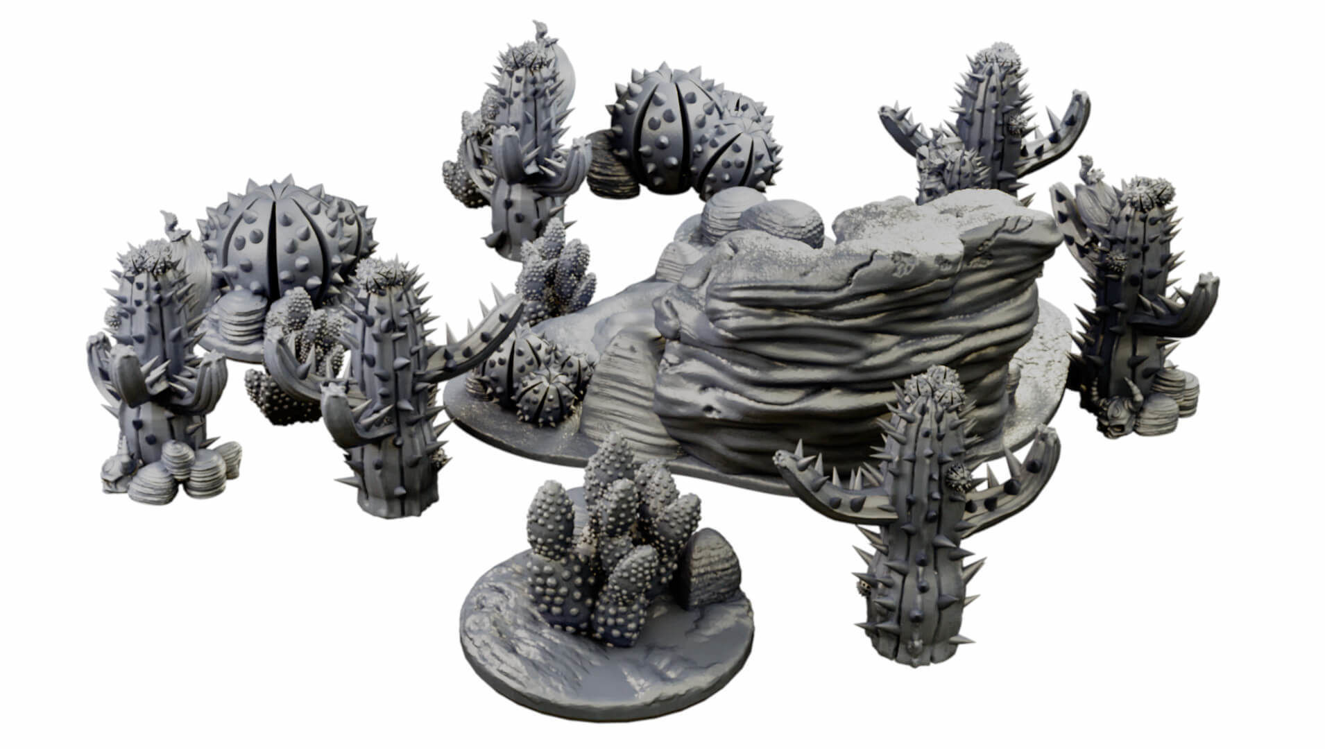 Desert cactus and terrain set for tabletop games 3D Printing 3D print model_32