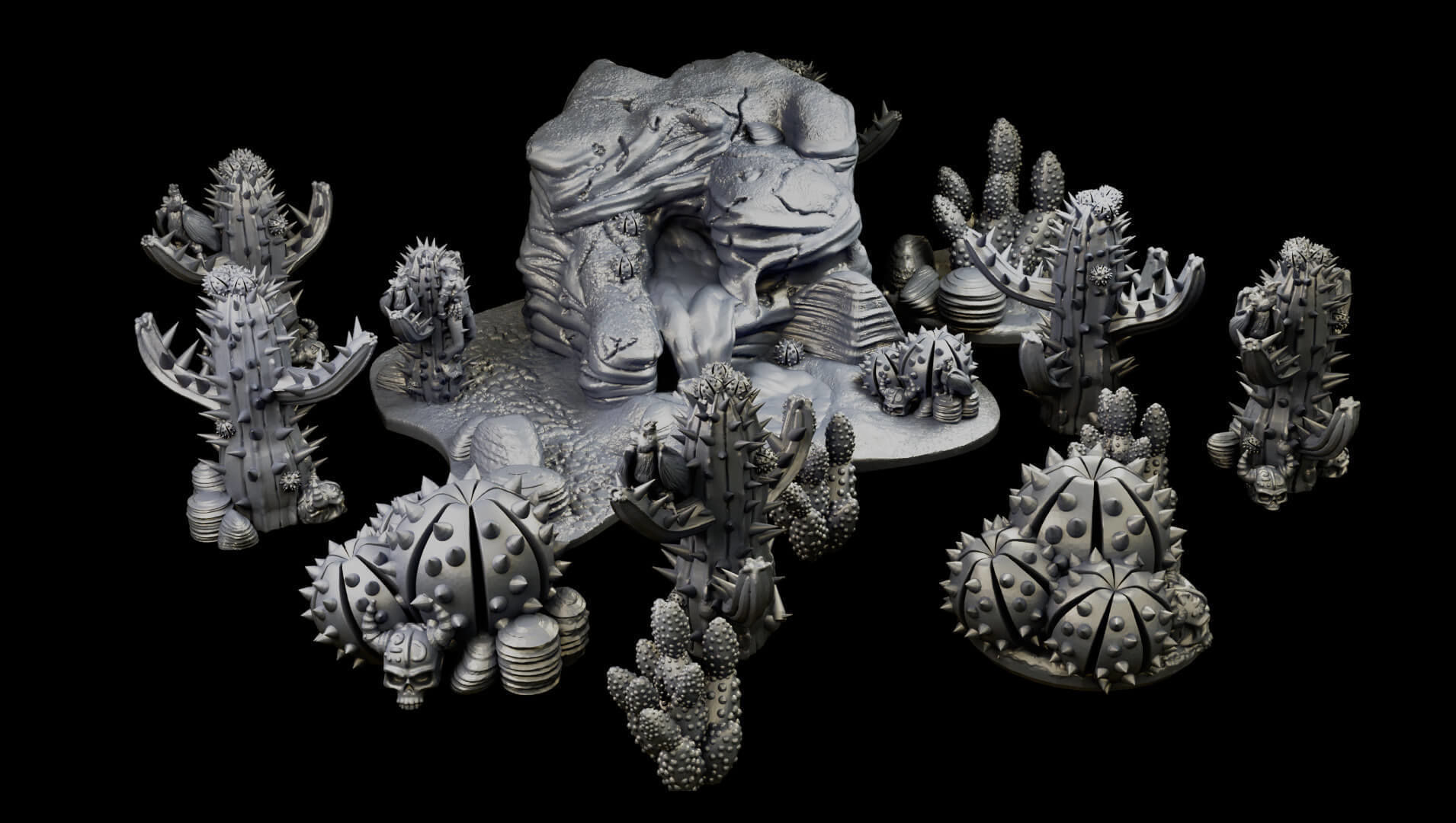 Desert cactus and terrain set for tabletop games 3D Printing 3D print model_27