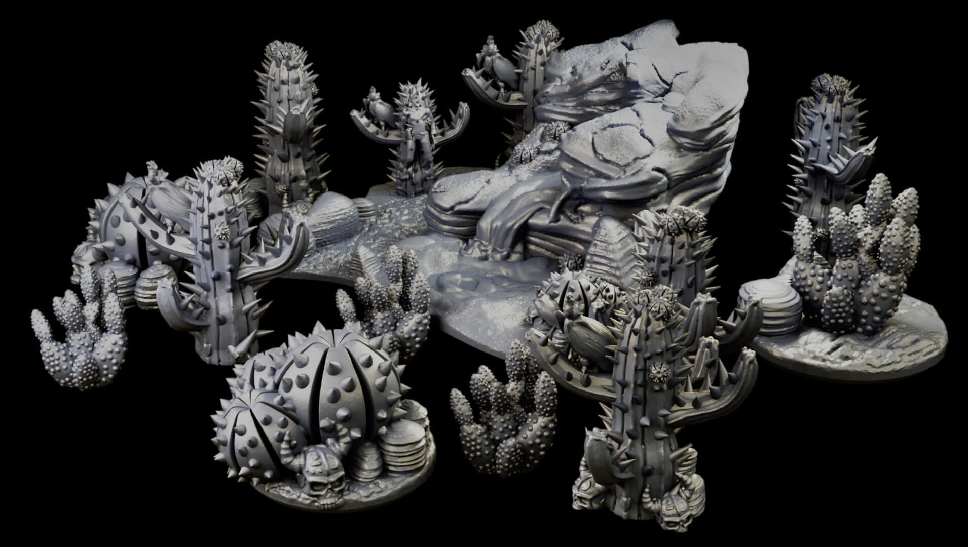 Desert cactus and terrain set for tabletop games 3D Printing 3D print model_30