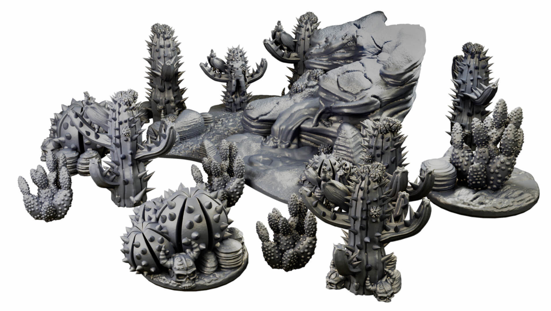 Desert cactus and terrain set for tabletop games 3D Printing 3D print model_29