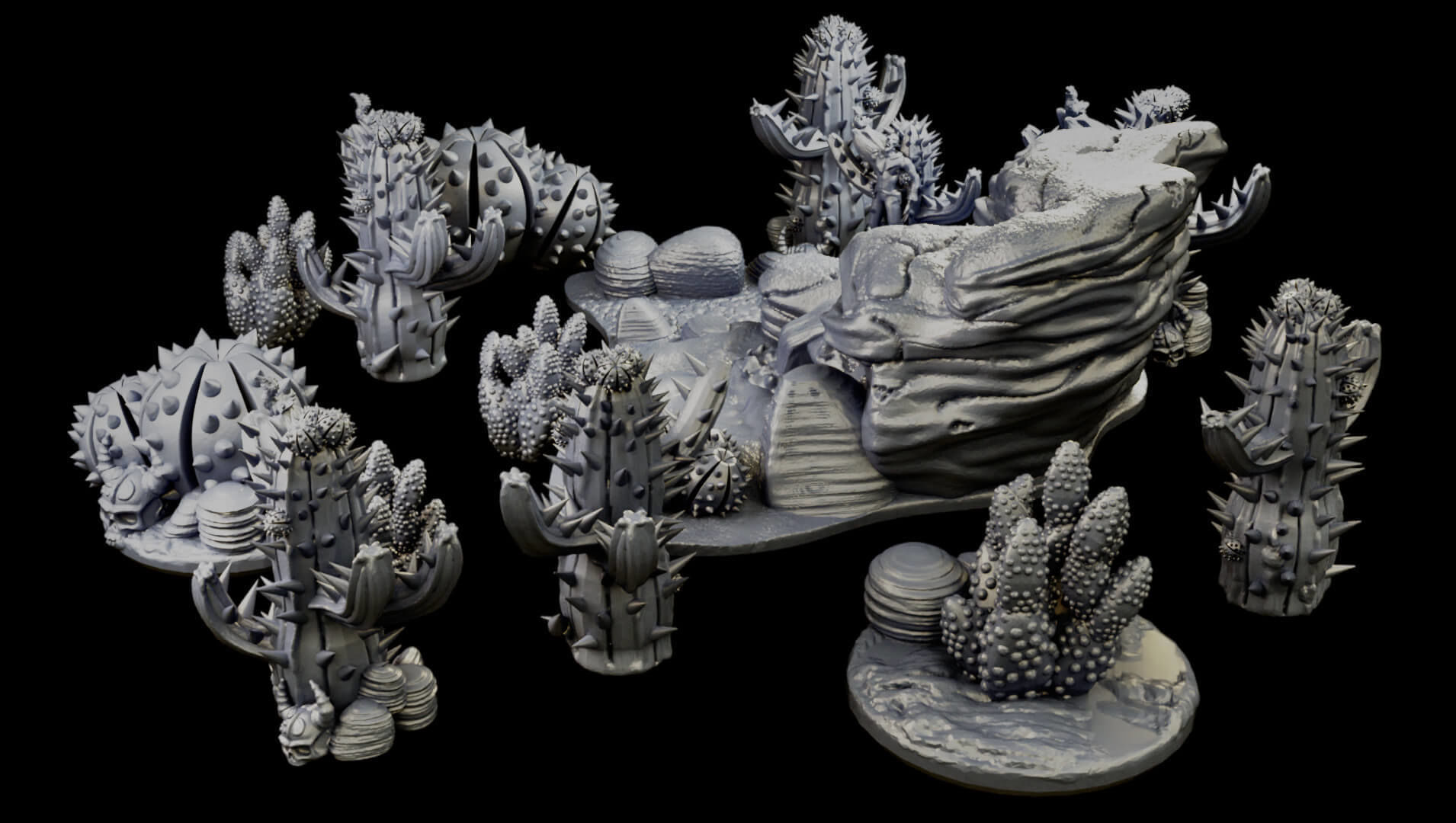 Desert cactus and terrain set for tabletop games 3D Printing 3D print model_31