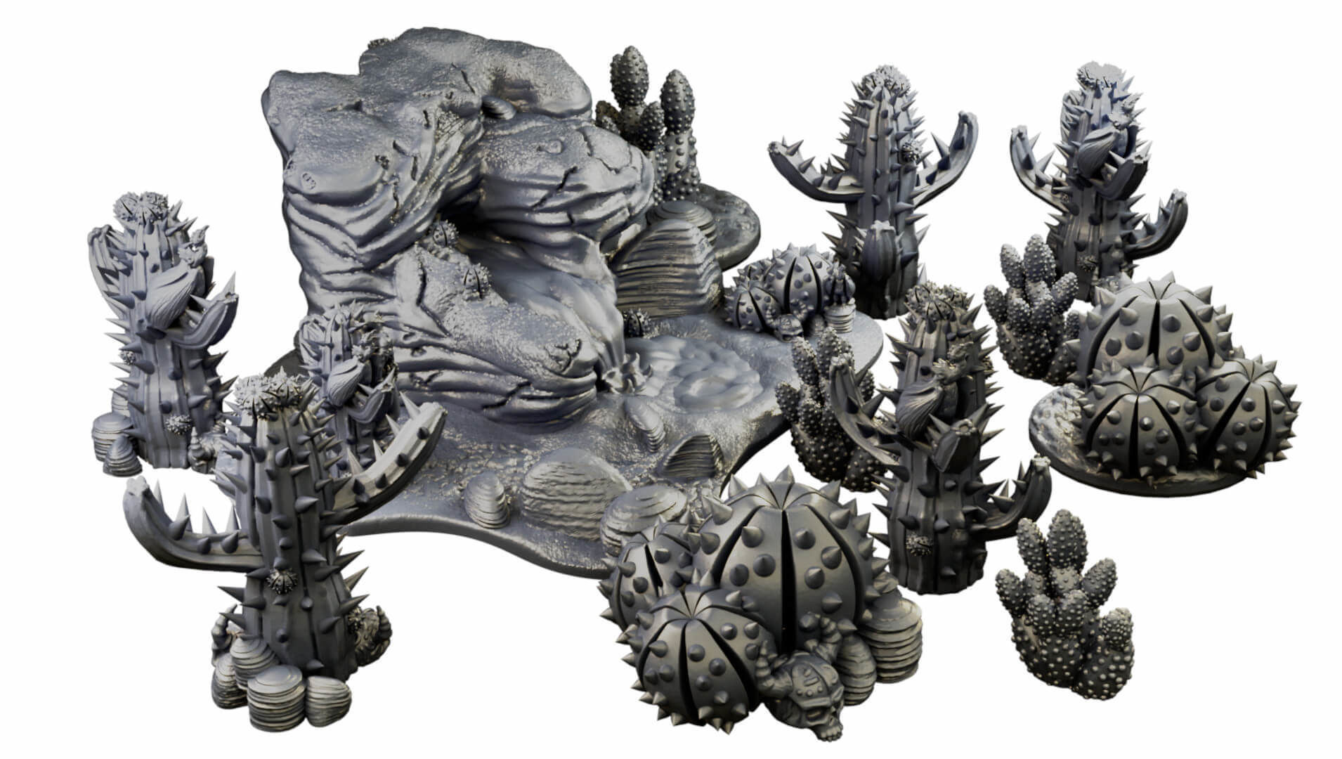 Desert cactus and terrain set for tabletop games 3D Printing 3D print model_28