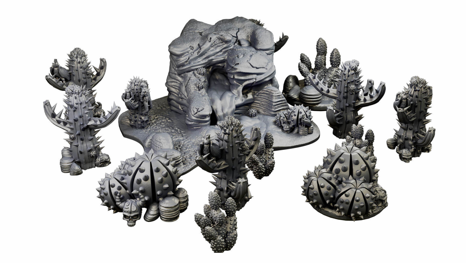 Desert cactus and terrain set for tabletop games 3D Printing 3D print model_26