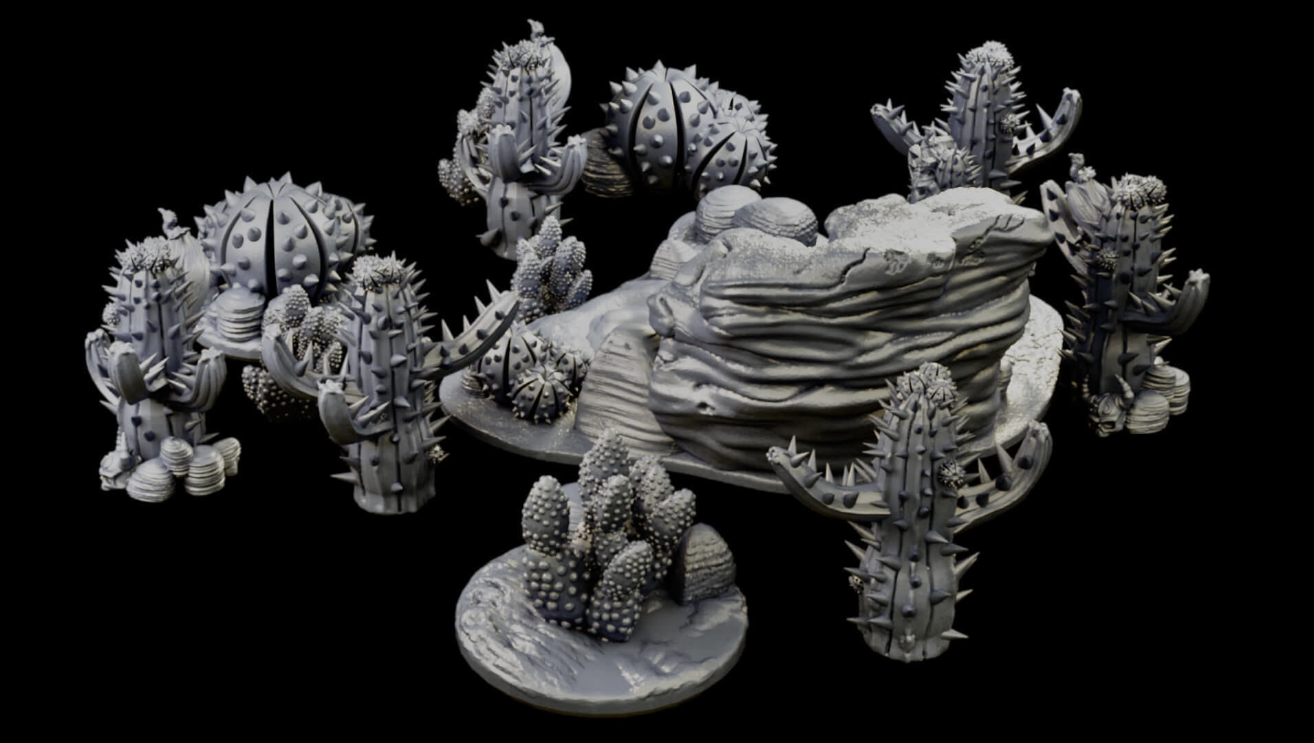 Desert cactus and terrain set for tabletop games 3D Printing 3D print model_33