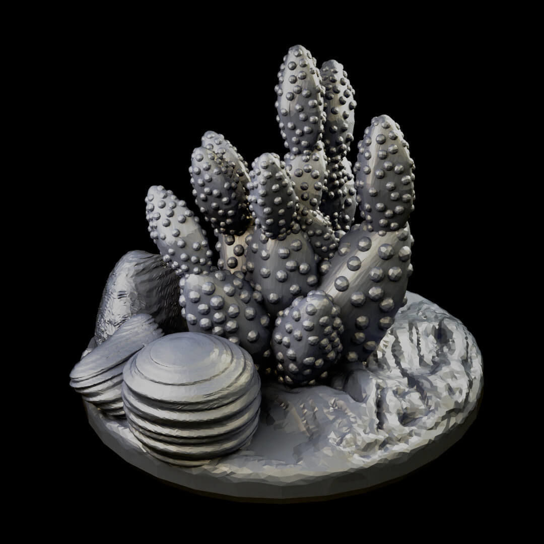 Desert cactus and terrain set for tabletop games 3D Printing 3D print model_6