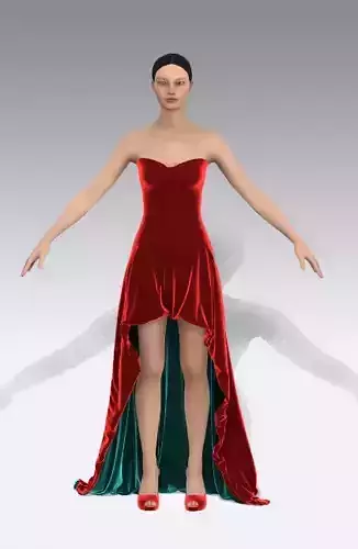 DRESS STRAPLESS BELTED DETAIL HEART NECKLINE