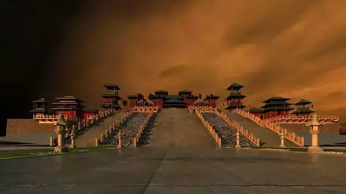 Ancient buildings of the Han Dynasty in China 3D model