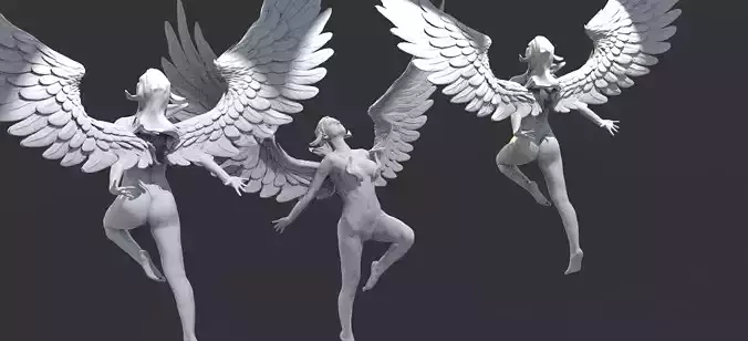 Crescent Angel Statue  3D model