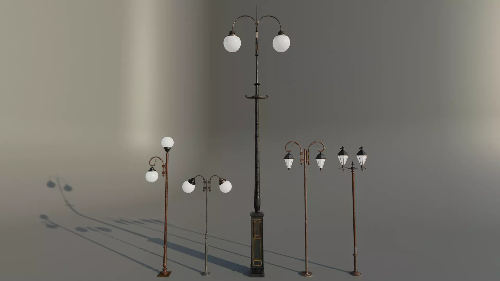 Street lights Low-poly 3D model