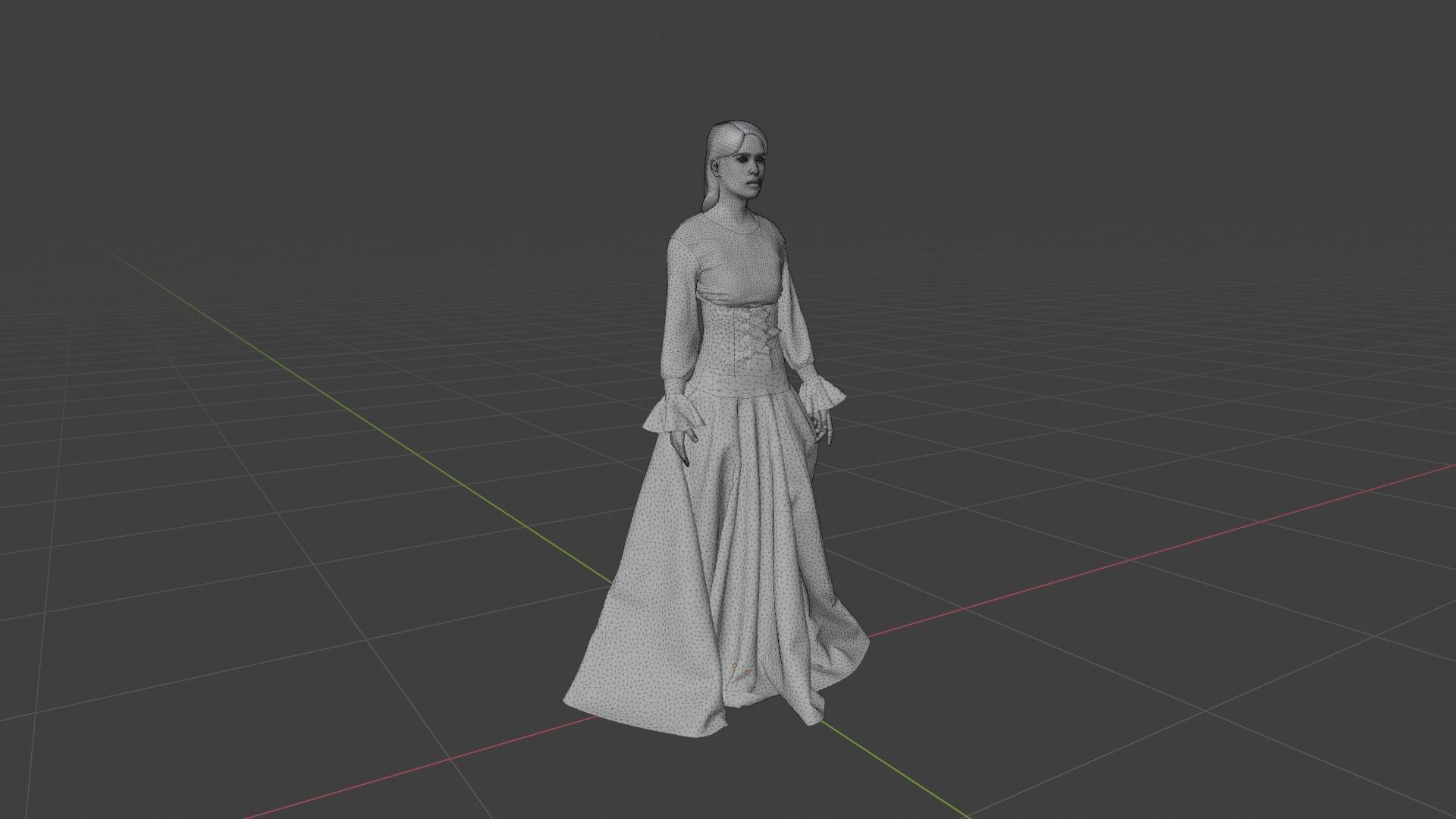 Woman wearing corset Low-poly 3D model_7