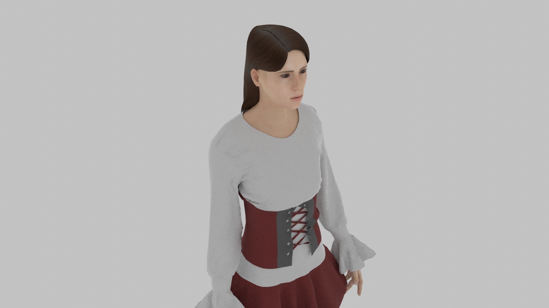 Woman wearing corset Low-poly 3D model_4