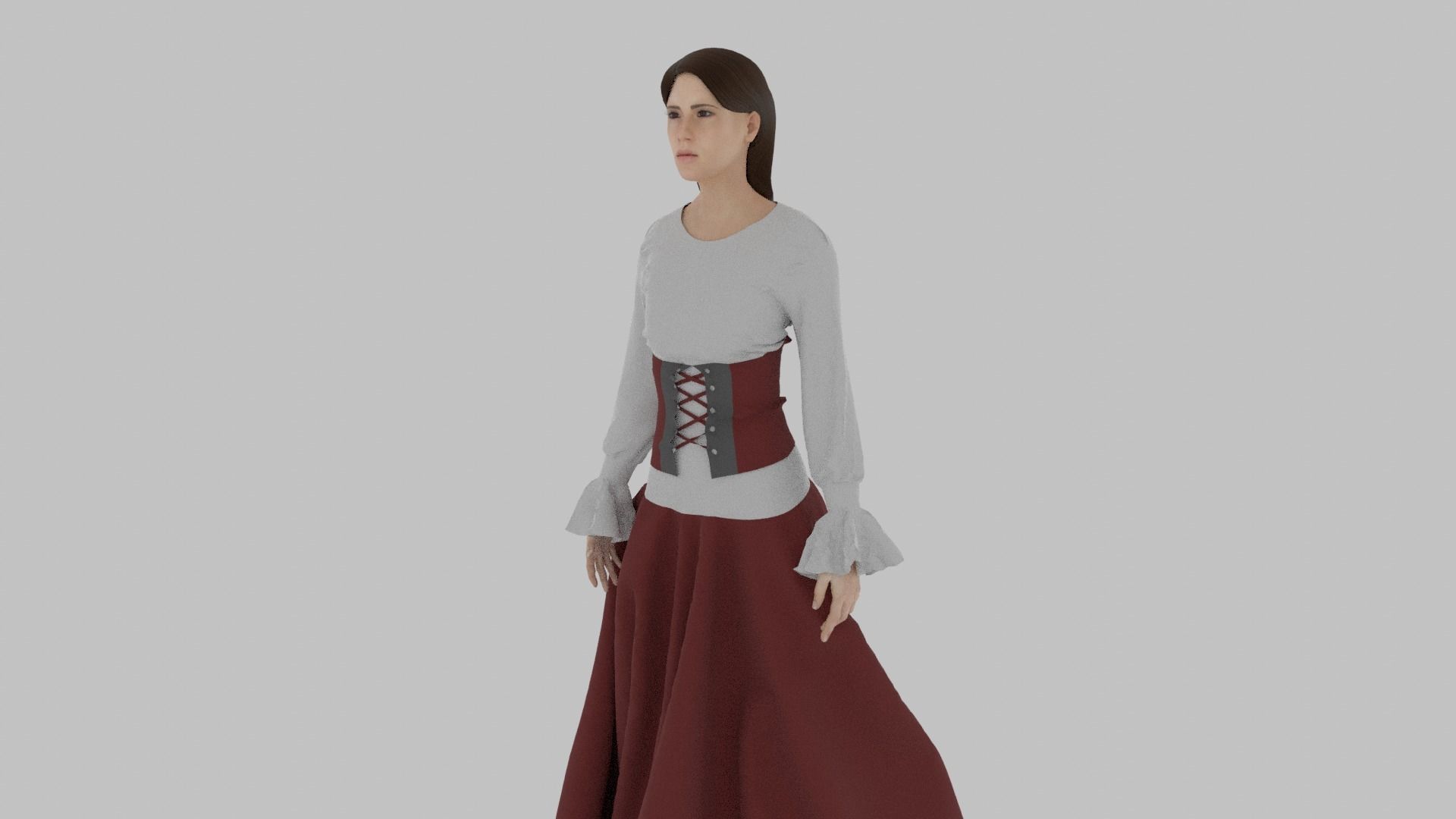 Woman wearing corset Low-poly 3D model_1