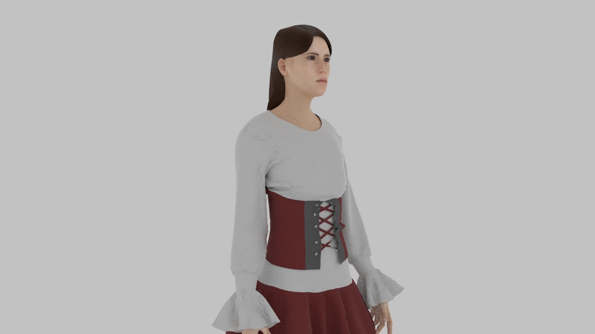 Woman wearing corset Low-poly 3D model_5