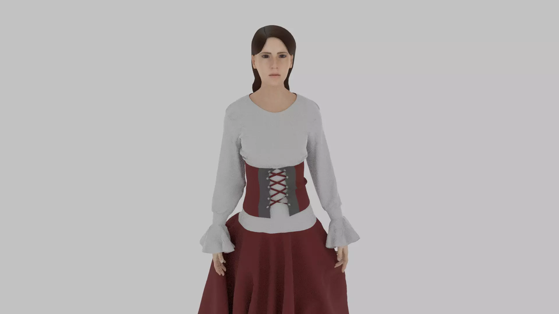Woman wearing corset Low-poly 3D model_0