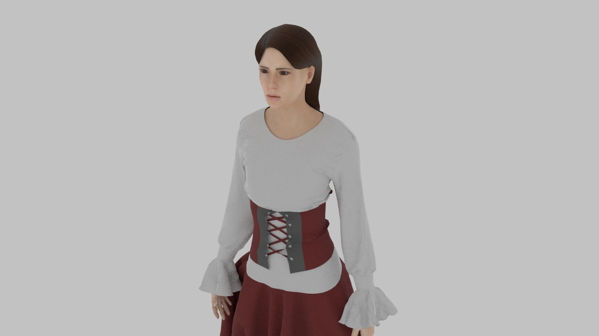 Woman wearing corset Low-poly 3D model_3