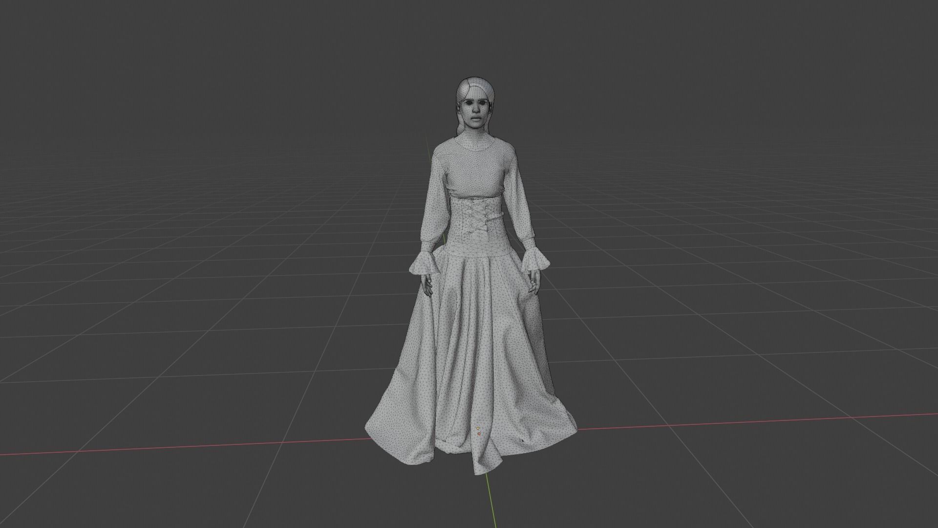 Woman wearing corset Low-poly 3D model_8