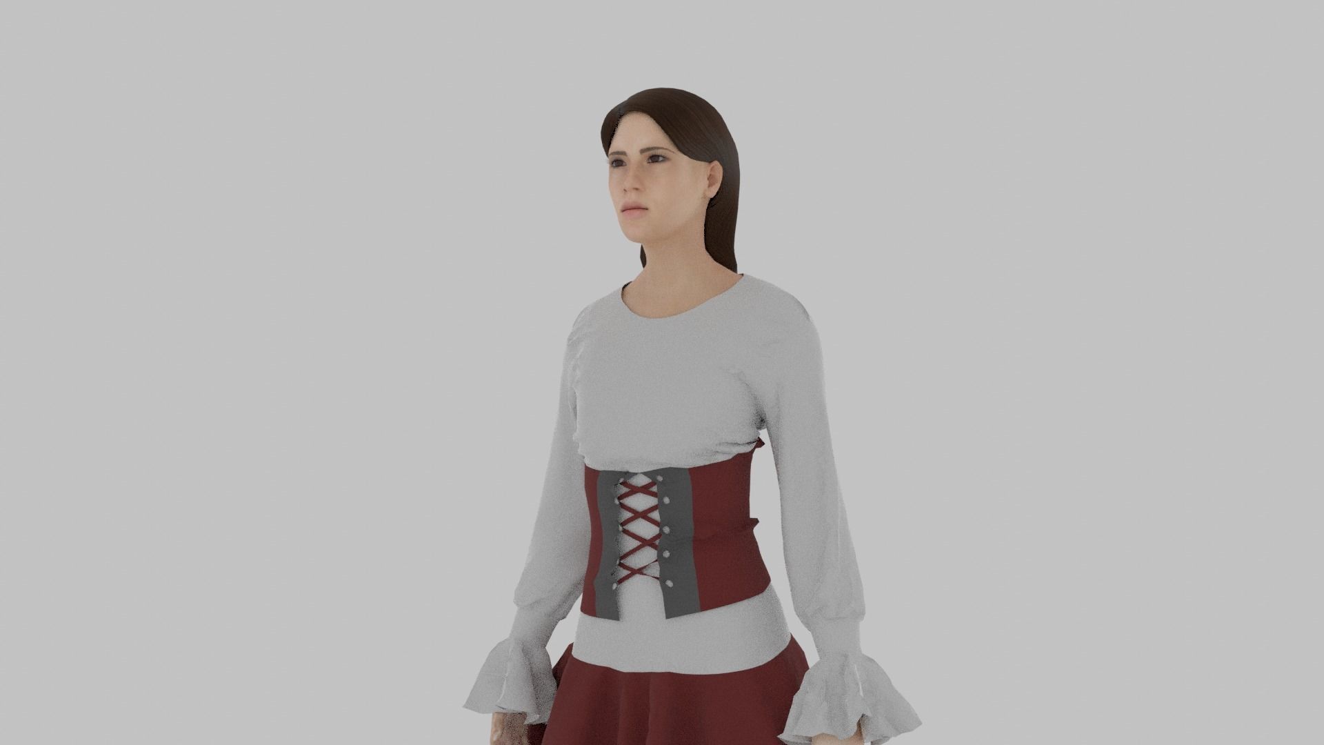 Woman wearing corset Low-poly 3D model_6