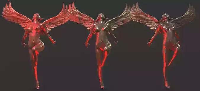 Crescent Female Angel Statue