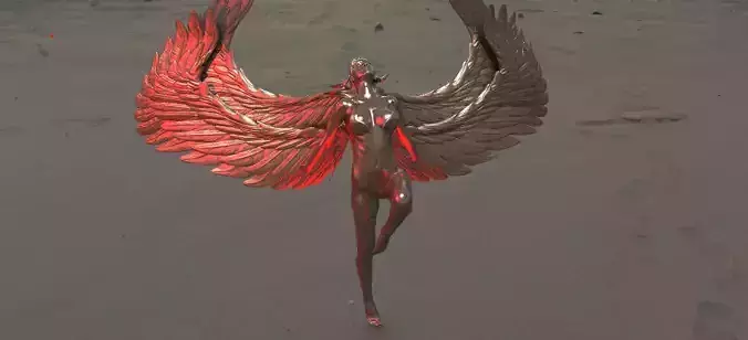 Crescent Angel Statue Phoenix wings 