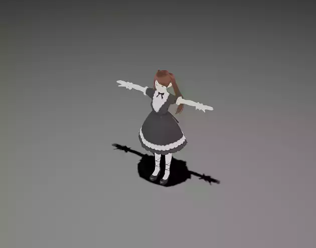 Anime Girl Character - Maid Style Low-poly 3D model