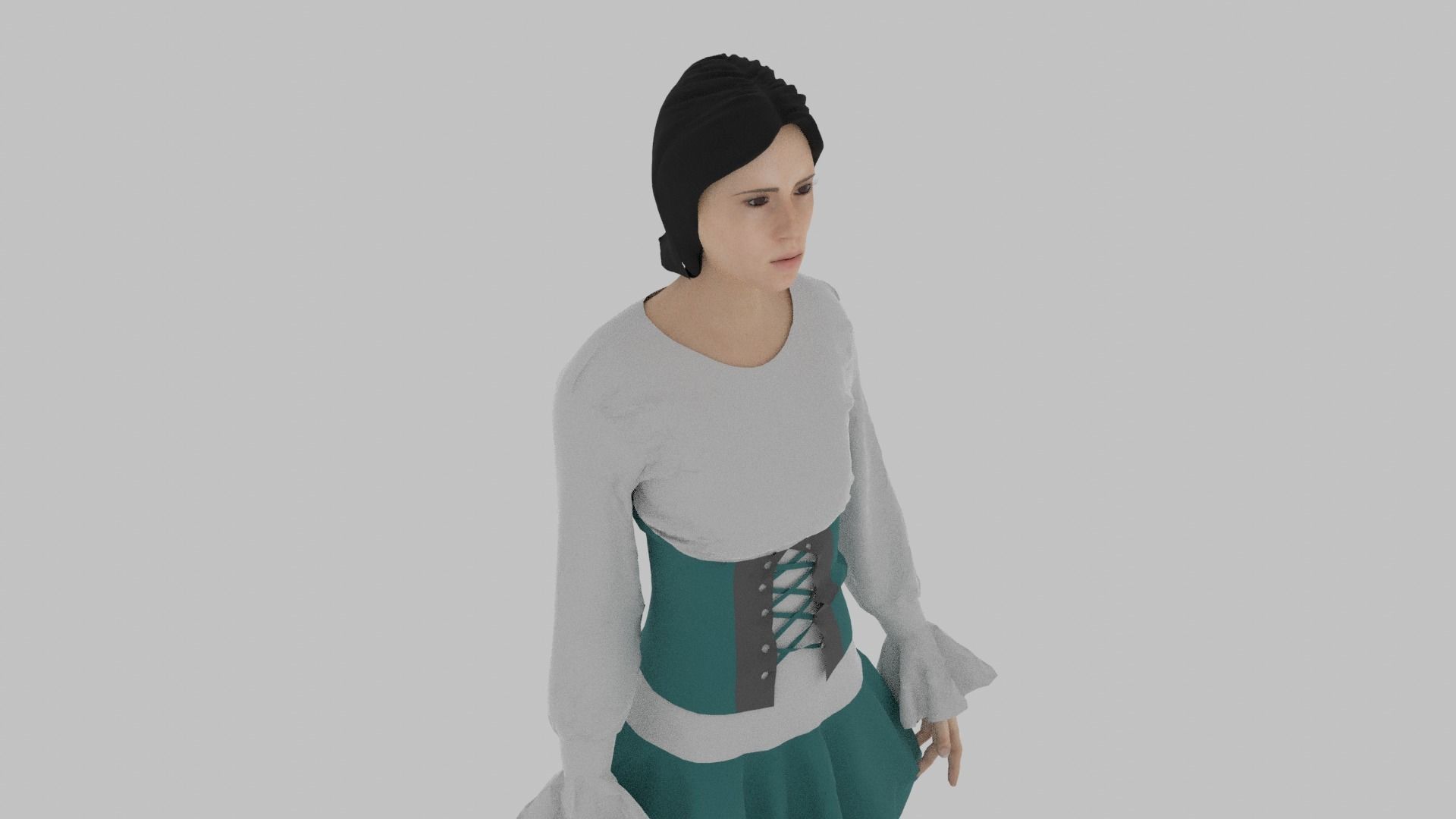 Woman wearing corset Low-poly 3D model_4