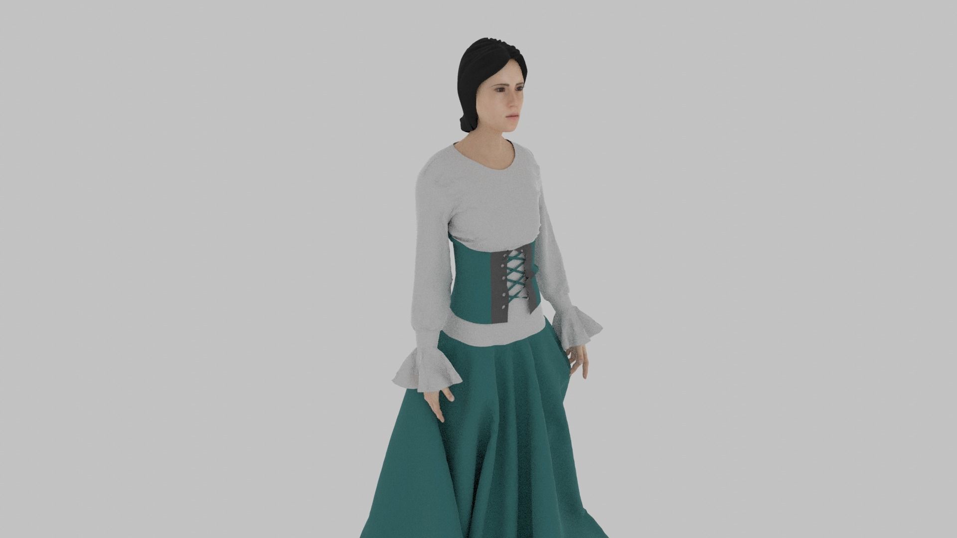 Woman wearing corset Low-poly 3D model_2
