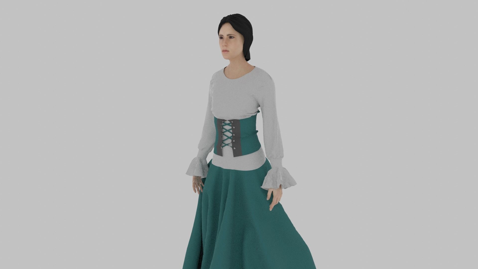 Woman wearing corset Low-poly 3D model_1
