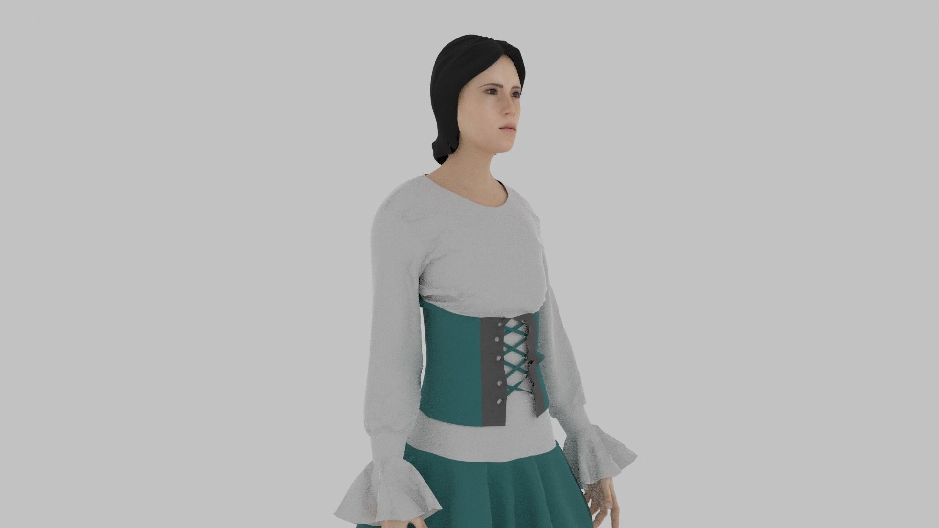 Woman wearing corset Low-poly 3D model_5